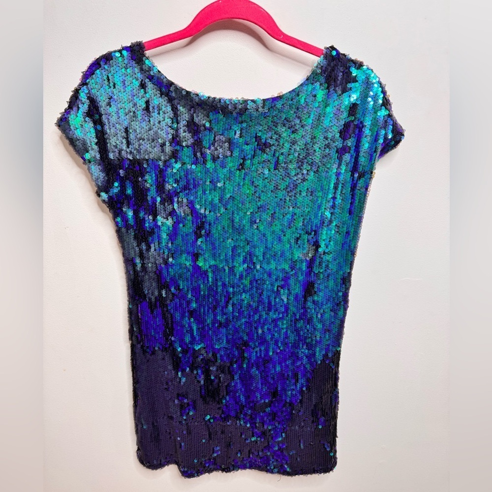Tobi Blue and Purple Sequin Dress Plunge back bachlorette